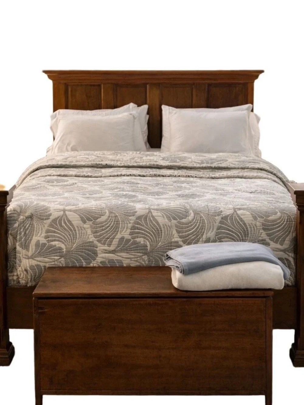 Greige Palms Quilted Woven Bedspread Luxury Blanket Woven Turkish Cotton Queen